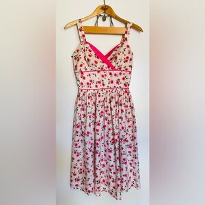 Vintage Off White Pink and Green Floral Sundress
